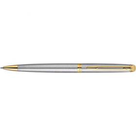Waterman Hemisphere Essential twist action stainless steel ballpen with blue ink, presented in a gift box.
