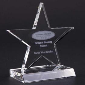 E145 13cm Optical Crystal 5 Pointed Star Award