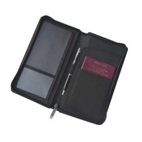 E102 Zipped Travel Wallet in Black Microfibre
